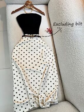 Four-season Suitable Skirt Set, Off-shoulder Cinched Waist Tube Top & Satin High